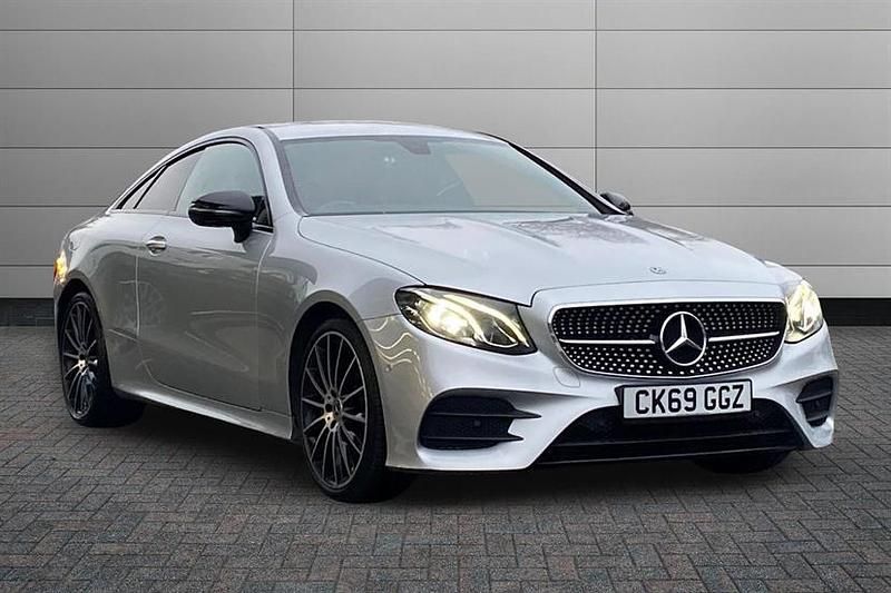 Used Mercedes E350 AMG line 299 HP (219 kW) 2019 Iridium silver Coupe