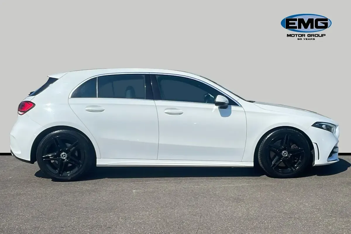 Used Mercedes A250 AMG line 224 HP (164 kW) 2019 White Hatchback
