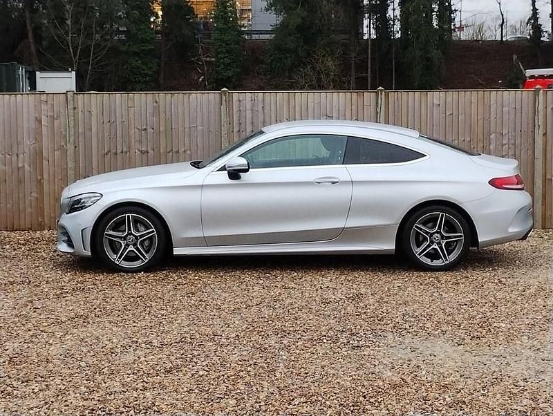 Used Mercedes C200 AMG line 198 HP (145 kW) 2019 Silver Coupe