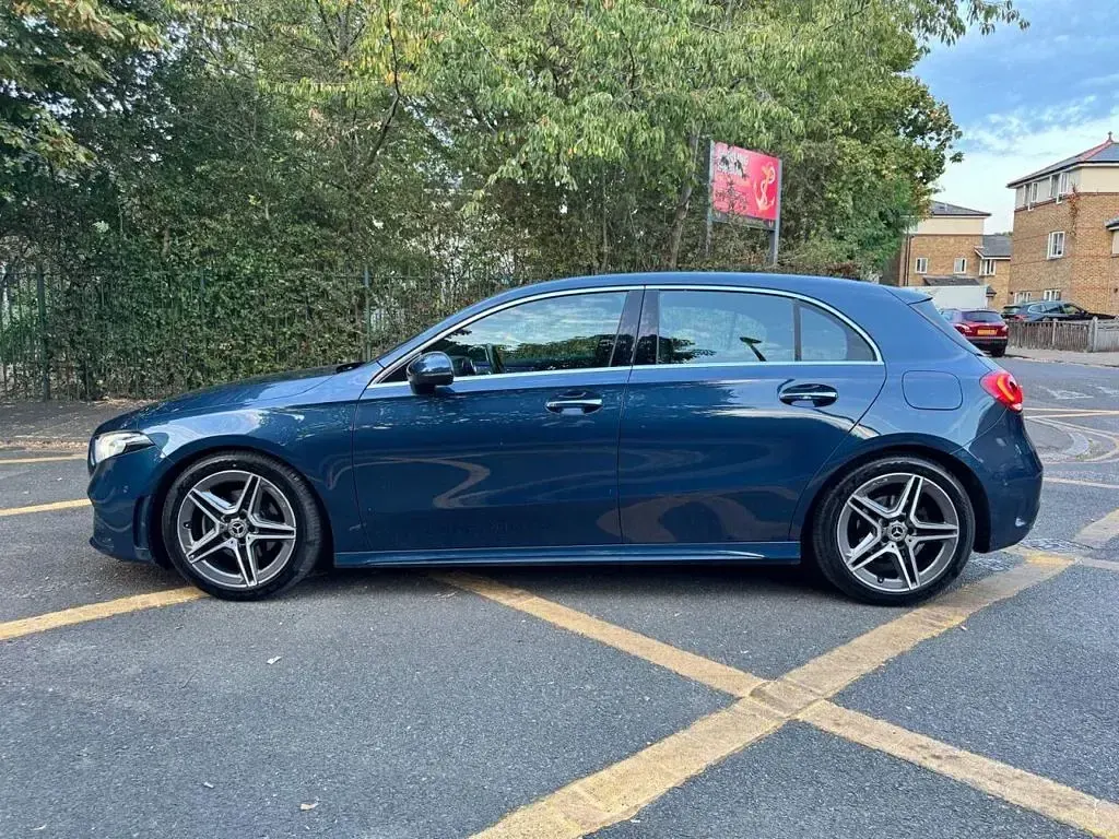 Used Mercedes A200 AMG line 150 HP (110 kW) 2019 Blue Hatchback