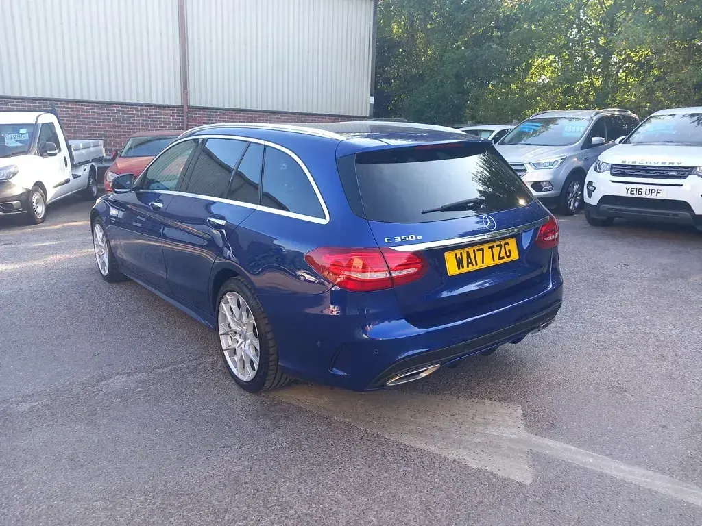 Used Mercedes C350e AMG line 293 HP (215 kW) 2017 Blue Estate