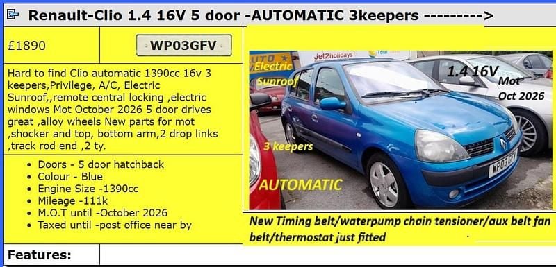 Blue Used 2003 Renault Clio II Privilege Hatchback | £1,890 (Fair price) - Image 1/4