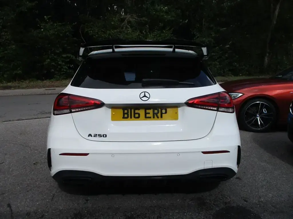 Used Mercedes A250 AMG line 224 HP (164 kW) 2018 White Hatchback