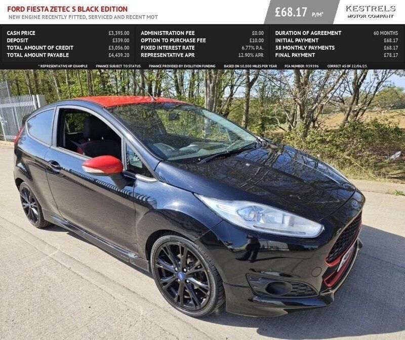 Power black Used 2016 Ford Fiesta Zetec Hatchback | £3,295 (Good price) - Image 1/4