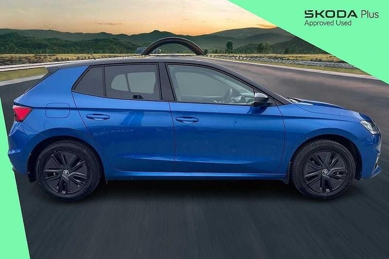 Used Skoda Fabia Design Edition 113 HP (83 kW) 2025 Race blue metallic black magic pearl effect Hatchback