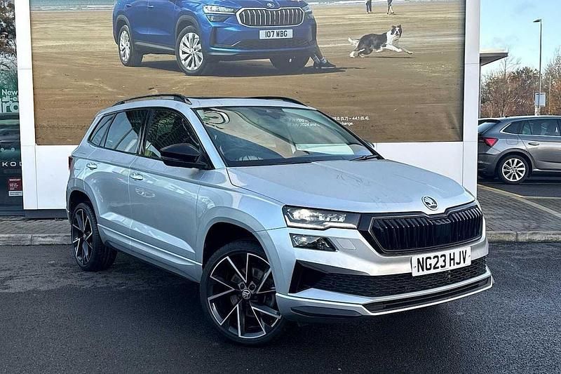 Brilliant silver metallic Used 2023 Skoda Karoq SportLine SUV | £22,995 (Fair price) - Image 1/4