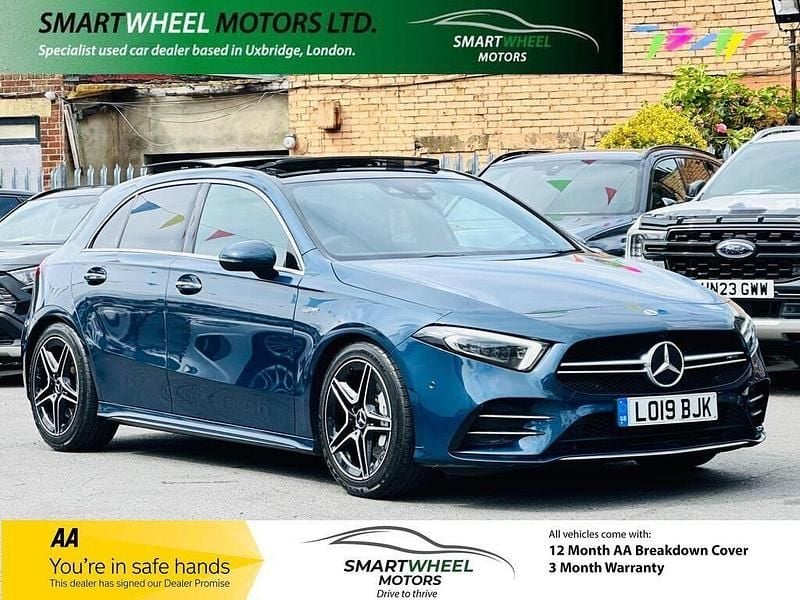 Blue Used 2019 Mercedes A35 AMG Premium Plus Hatchback | £19,840 (Fair price) - Image 1/4