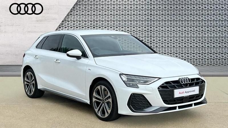 White Used 2025 Audi A3 Sportback e-tron S-Line Sedan | £29,490 (Expensive) - Image 1/4