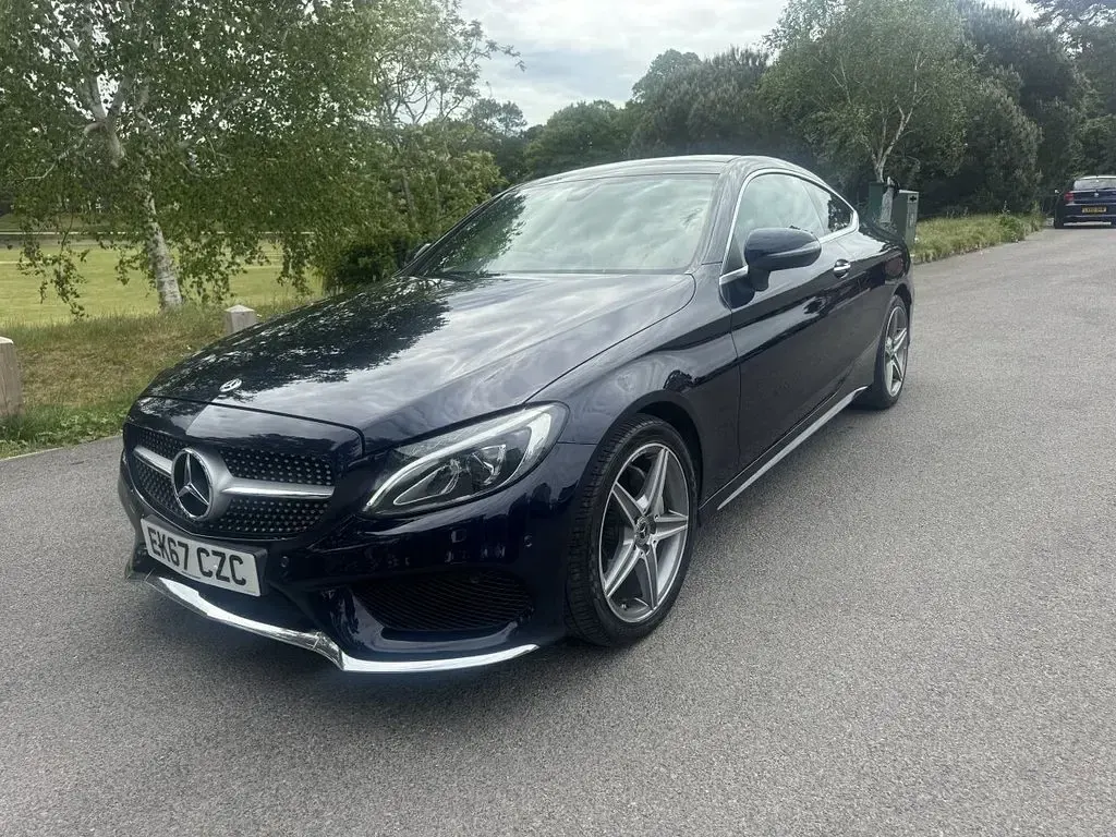 Begagnad Mercedes C220 AMG Line Premium 2017 Blå Sportkupé