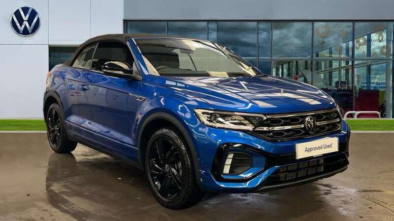 Ravenna blue metallic black Used 2025 VW T-Roc Cabriolet R-line Cabriolet | £33,100 (A bit pricey) - Image 1/4