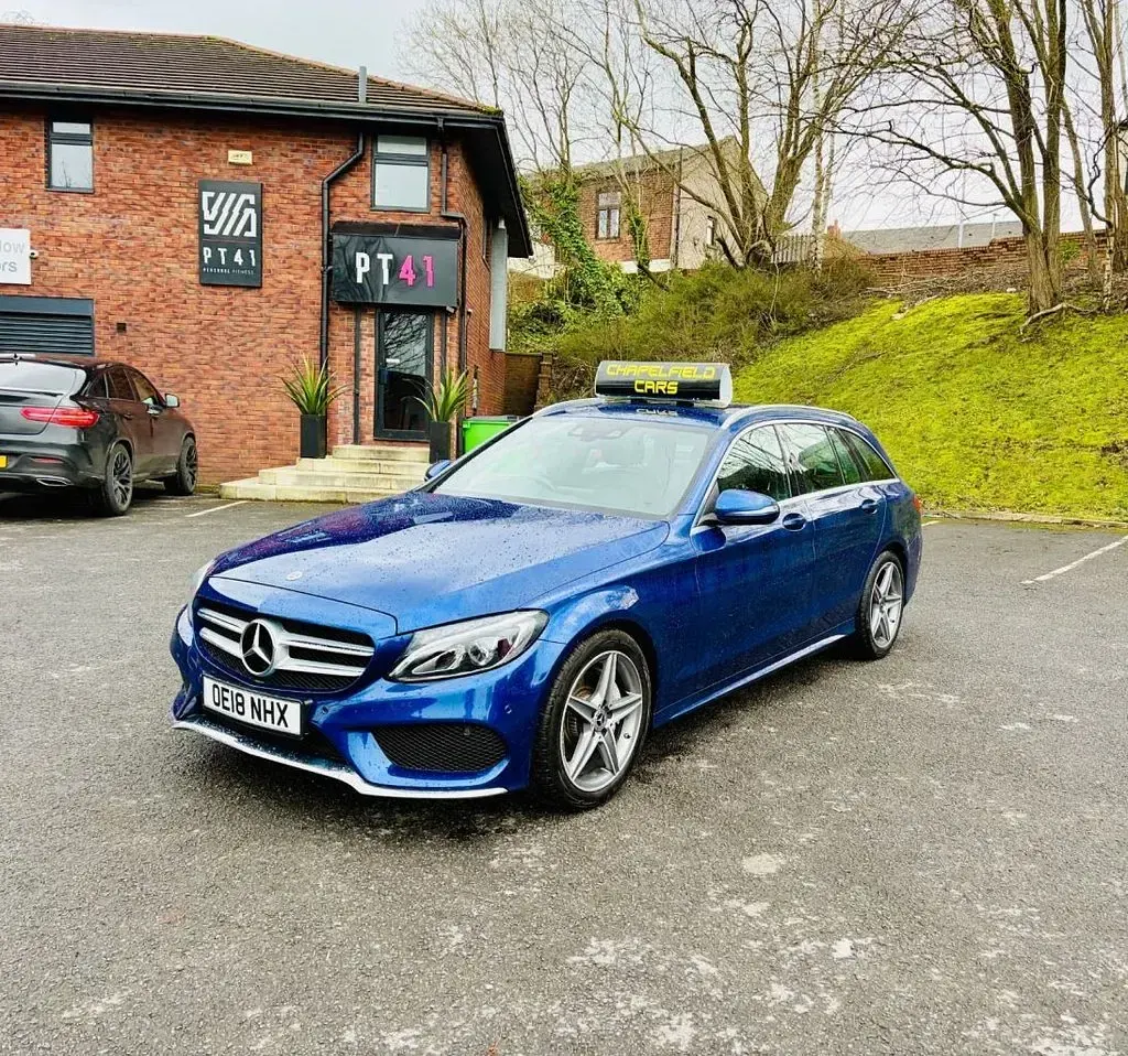 Used Mercedes C220 AMG line 170 HP (125 kW) 2018 Blue Estate