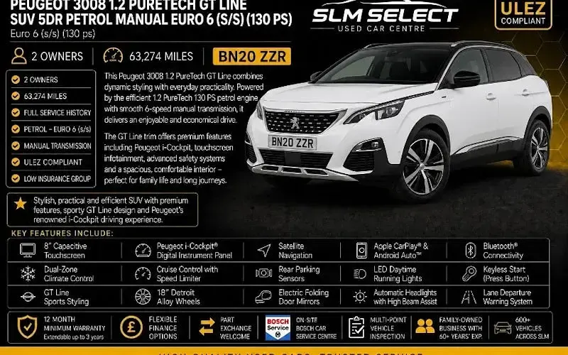 Used Peugeot 3008 GT-line 131 HP (96 kW) 2020 SUV