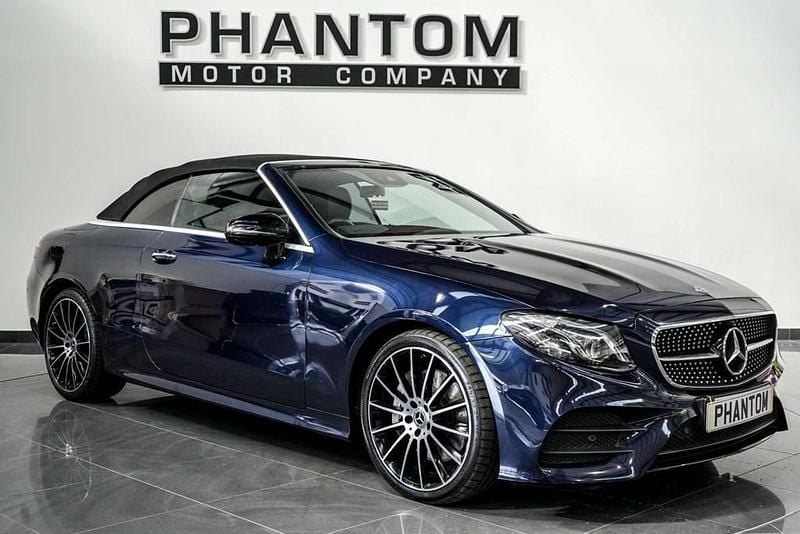 Used Mercedes E350 AMG line 313 HP (230 kW) 2021 Blue Cabriolet