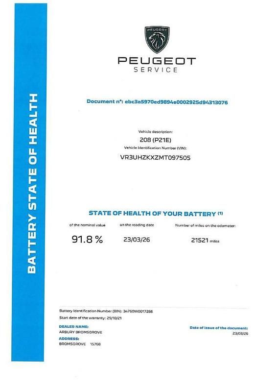 Used Peugeot e-208 GT 98 kW (134 HP) 2021 Blue Hatchback