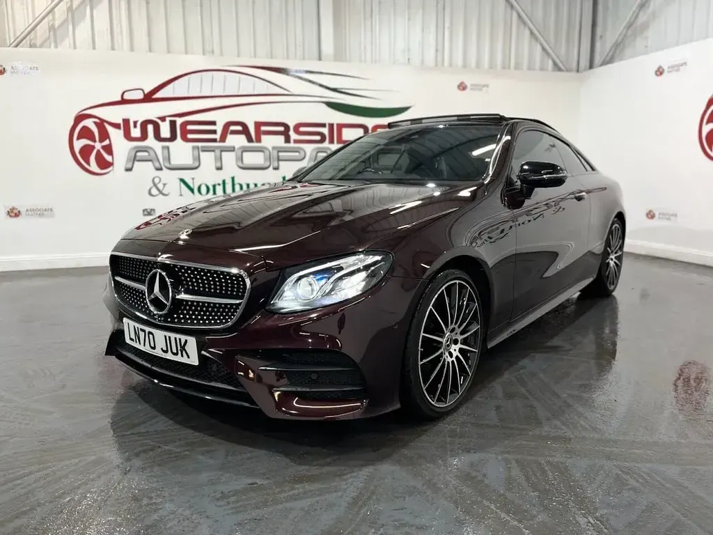 Used Mercedes E350 AMG line 313 HP (230 kW) 2020 Red Coupe