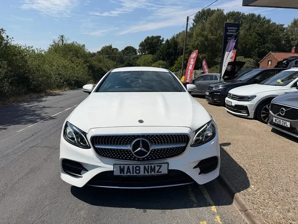Used Mercedes E220 AMG line 194 HP (142 kW) 2018 White Coupe