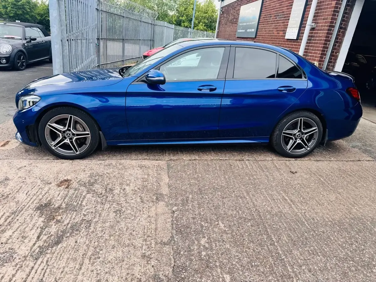 Used Mercedes C220 AMG line 194 HP (142 kW) 2019 Blue Sedan