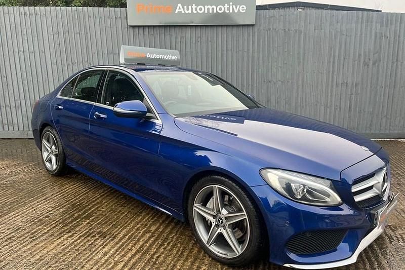 Used Mercedes C220 AMG line 170 HP (125 kW) 2018 Blue Sedan