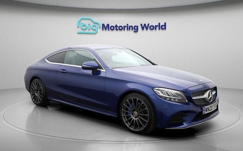 Used Mercedes C300 AMG line 245 HP (180 kW) 2020 Blue Coupe