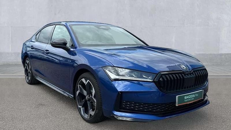 Cobalt blue metallic Used 2025 Skoda Superb SportLine Hatchback | £36,440 - Image 1/4