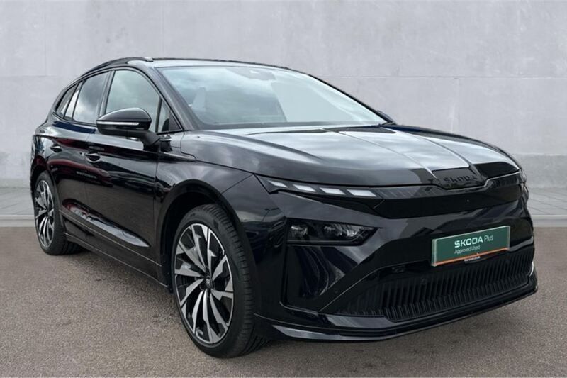 Black magic pearlescent Used 2025 Skoda Enyaq iV SportLine SUV | £41,831 - Image 1/4