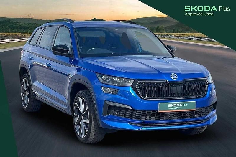 Race blue metallic Used 2024 Skoda Kodiaq SportLine SUV | £37,290 (A bit pricey) - Image 1/4