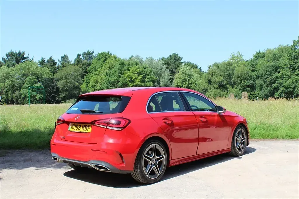Used Mercedes 200 AMG line 160 HP (117 kW) 2018 Red Hatchback