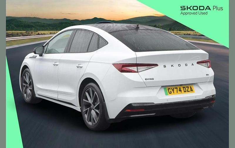 Used Skoda Enyaq iV SportlinePlus 210 kW (286 HP) 2024 Moon white metallic SUV