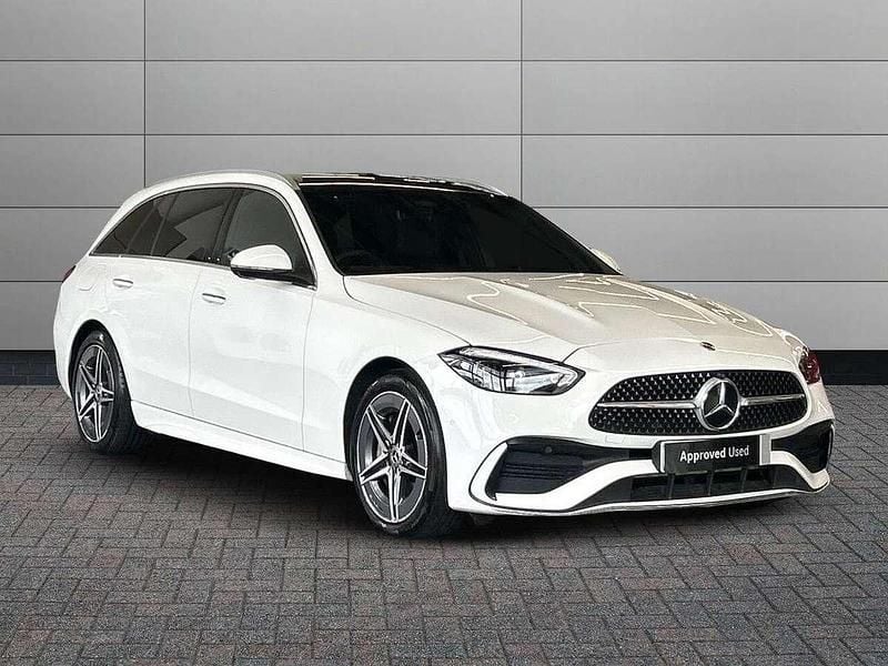 White Used 2023 Mercedes C300e AMG Line Premium Plus Estate | £30,433 (Good price) - Image 1/4