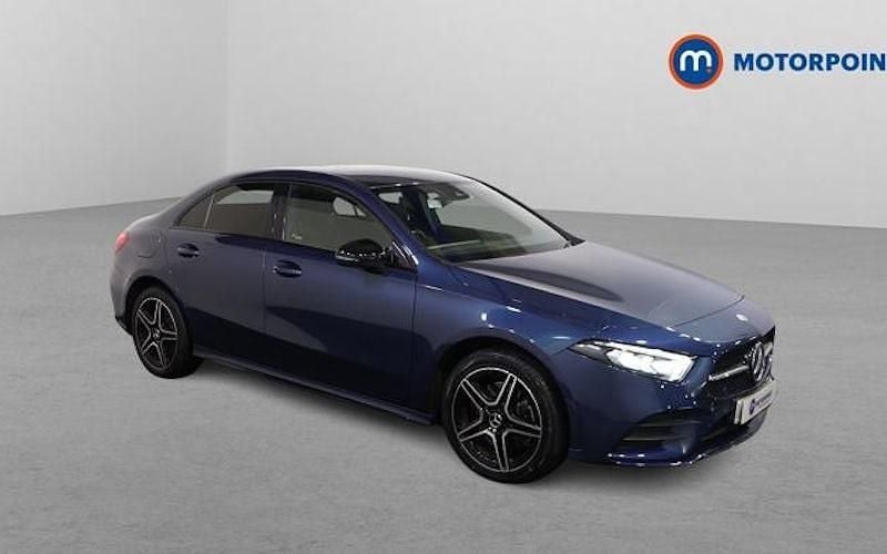 Used Mercedes A250 AMG line 218 HP (160 kW) 2021 Blue Sedan