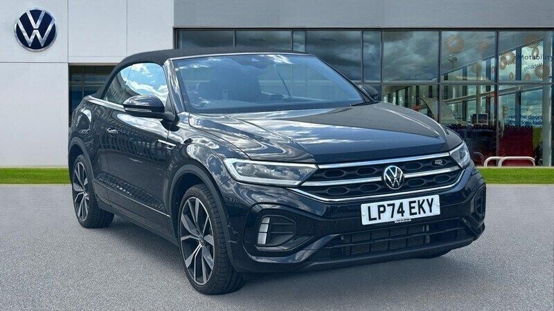 Deep black pearl black Used 2025 VW T-Roc Cabriolet R-line Cabriolet | £32,525 (A bit pricey) - Image 1/4