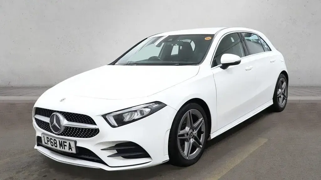 Used Mercedes A250 AMG line 224 HP (164 kW) 2018 White Hatchback