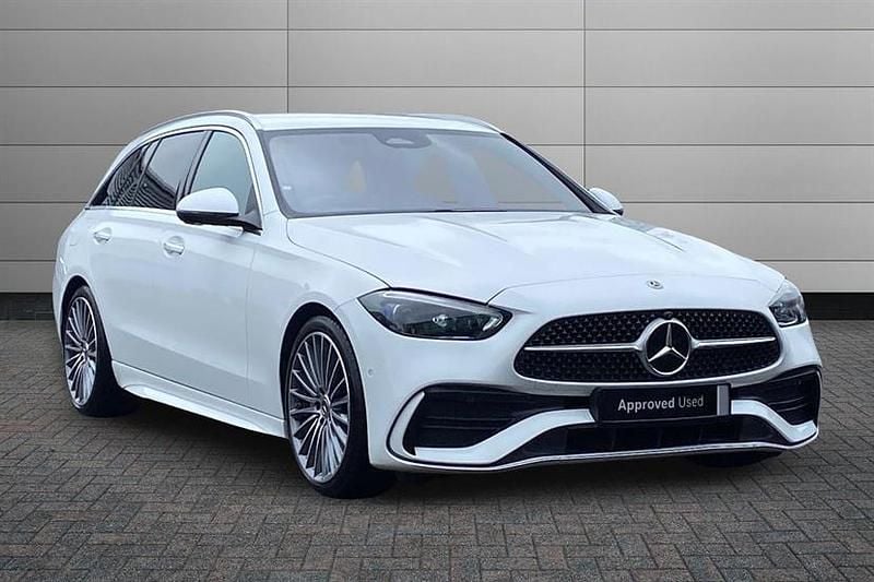 Used Mercedes C200 AMG Line Premium 204 HP (150 kW) 2023 Opalite white bright Estate