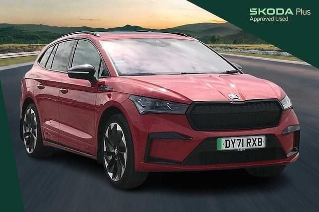 Velvet red metallic Used 2021 Skoda Enyaq iV SportLine SUV | £25,490 (Expensive) - Image 1/2