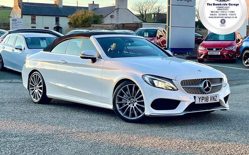 Used Mercedes C250 AMG line 204 HP (150 kW) 2018 White Cabriolet