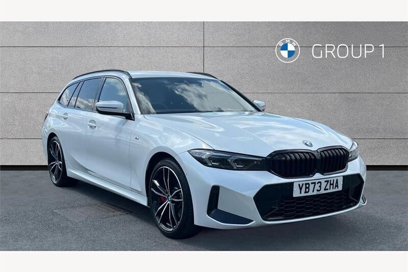 Mineral white Used 2023 BMW 330e M Sport Estate | £35,940 (Expensive) - Image 1/4