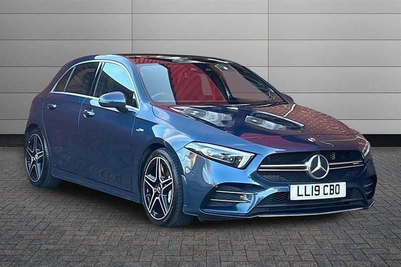 Used Mercedes A35 AMG Premium Plus 306 HP (225 kW) 2019 Blue Hatchback
