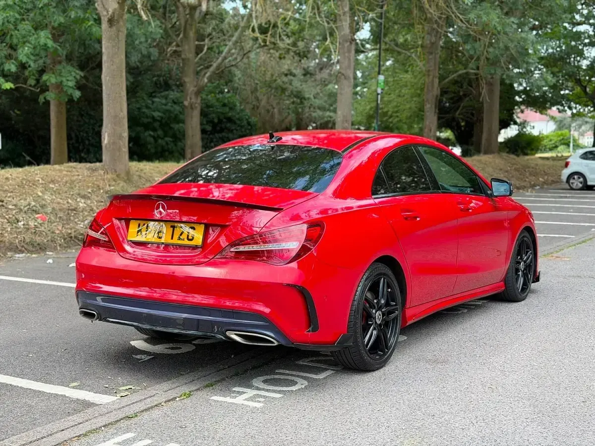 Used Mercedes CLA180 AMG line 122 HP (89 kW) 2016 Red Coupe