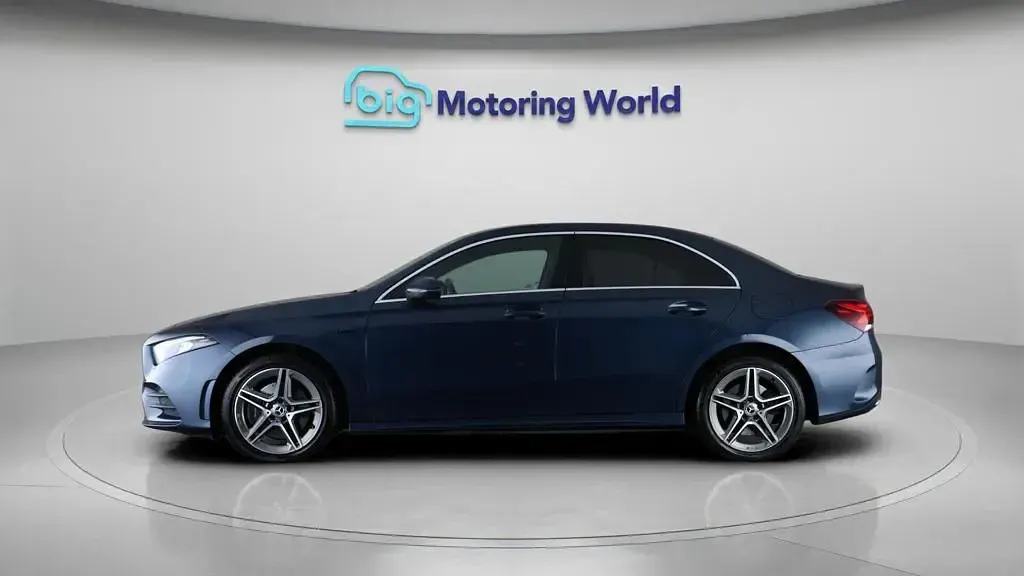 Used Mercedes A250 AMG line 259 HP (190 kW) 2021 Blue Sedan
