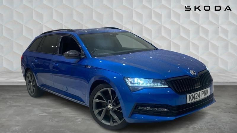 Race blue metallic Used 2024 Skoda Superb SportlinePlus Estate | £28,350 (Fair price) - Image 1/4