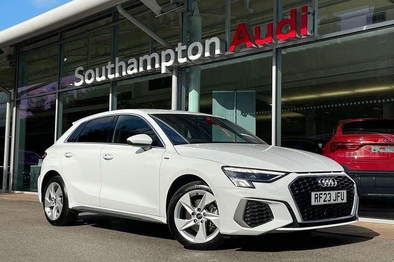 White Used 2023 Audi A3 e-tron S-Line Hatchback | £26,990 (A bit pricey) - Image 1/4