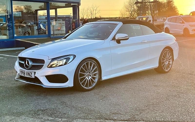 Used Mercedes C250 AMG line 204 HP (150 kW) 2018 White Cabriolet