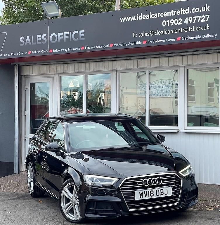 Black Used 2018 Audi A3 Sportback S-Line Hatchback | £9,995 (Fair price) - Image 1/3