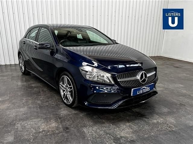 Metallic cavansite blue Used 2018 Mercedes A180 AMG line Hatchback | £14,490 (Fair price) - Image 1/4