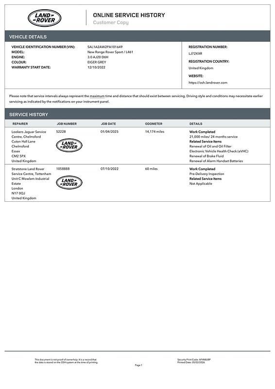 Used Land Rover Range Rover Sport SE Dynamic 300 HP (220 kW) 2022 Grey SUV