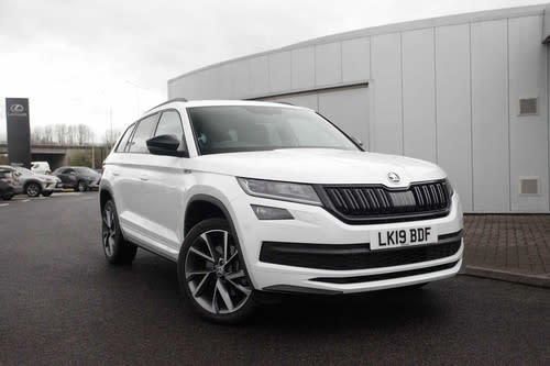 Used Skoda Kodiaq SportLine 190 HP (139 kW) 2019 Moon white metallic SUV