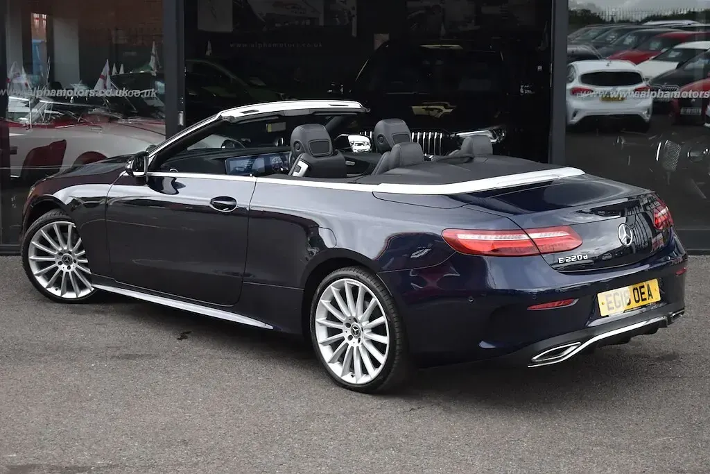 Used Mercedes E220 AMG line 194 HP (142 kW) 2018 Blue Cabriolet