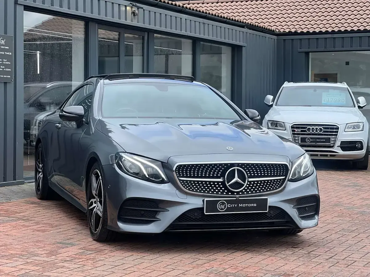 Used Mercedes E220 AMG Line Premium 194 HP (142 kW) 2018 Grey Coupe