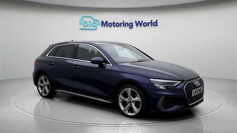 Blue Used 2023 Audi A3 Sportback e-tron S-Line Sedan | £22,300 (Fair price) - Image 1/4
