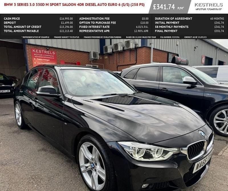 Black Used 2016 BMW 330 M Sport Sedan | £16,895 (Good price) - Image 1/3